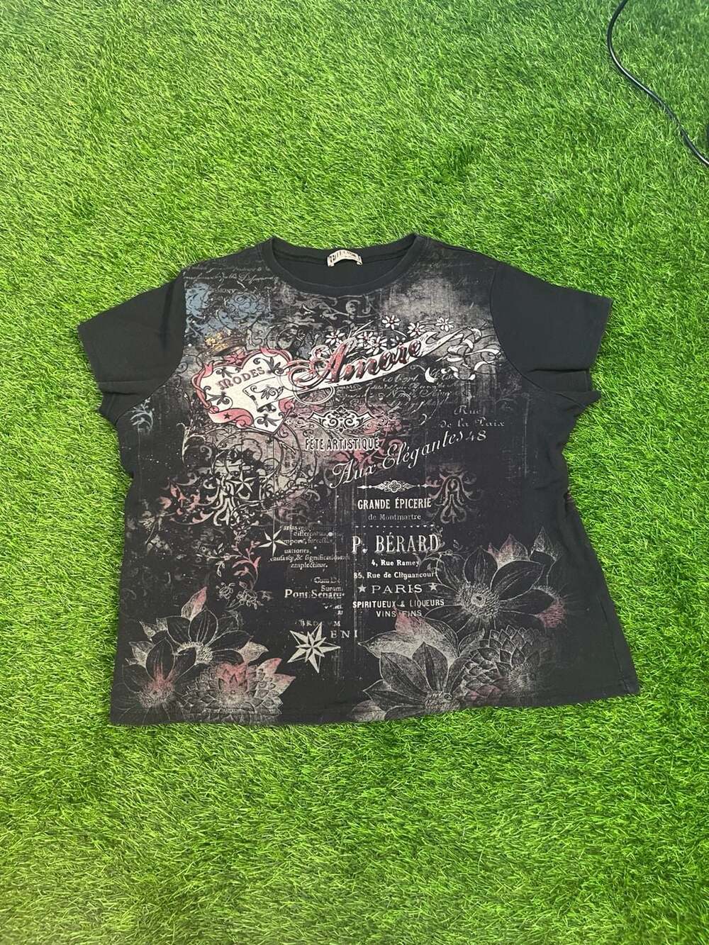 Blue Canyon Clothing Women 2X Black Y2K Graphic Print Rhinestone T-Shirt